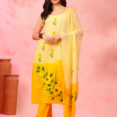 EthniFlair Phulkari Printed Kurta With Pyjamas & Dupatta