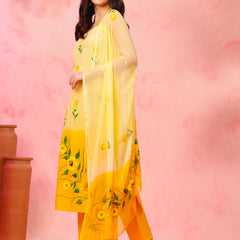 EthniFlair Phulkari Printed Kurta With Pyjamas & Dupatta