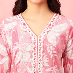 EthniFlair Floral Printed V-Neck A-Line Kurta With Trousers & Dupatta