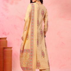 EthniFlair Floral Printed V-Neck A-Line Kurta With Trousers & Dupatta