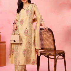 EthniFlair Floral Printed V-Neck A-Line Kurta With Trousers & Dupatta