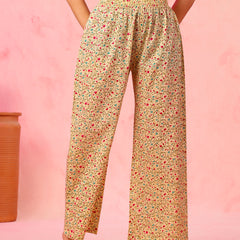 EthniFlair Floral Printed V-Neck A-Line Kurta With Trousers & Dupatta