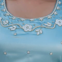 EthniFlair Floral Embroidered Straight Beads and Stones Kurta With Sharara And Dupatta