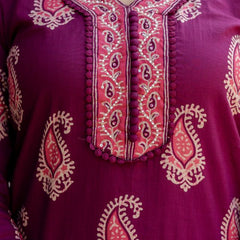 EthniFlair Women Cotton Yoke detail Straight Kurta Pant Dupatta Set