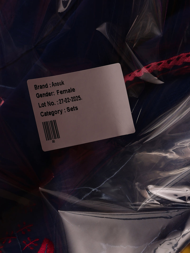 EthniFlair Floral Embroidered Aari Work Kurta With Trousers And Dupatta