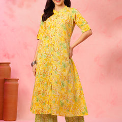 EthniFlair Floral Printed Mandarin Collar Kurta with Palazzos