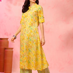 EthniFlair Floral Printed Mandarin Collar Kurta with Palazzos