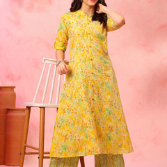 EthniFlair Floral Printed Mandarin Collar Kurta with Palazzos