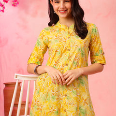 EthniFlair Floral Printed Mandarin Collar Kurta with Palazzos