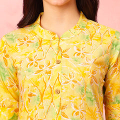EthniFlair Floral Printed Mandarin Collar Kurta with Palazzos