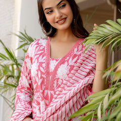 EthniFlair Floral Printed Empire Kurta with Pyjamas & Dupatta