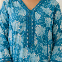 EthniFlair Floral Printed Aari Work Kurta with Trousers & Dupatta