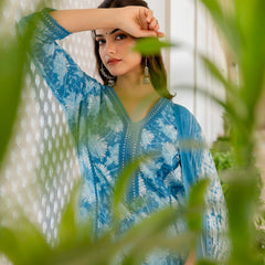 EthniFlair Floral Printed Aari Work Kurta with Trousers & Dupatta