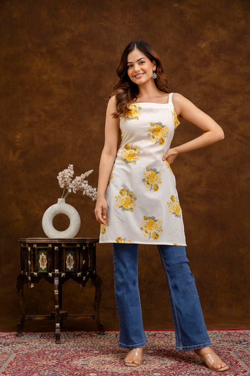 EthniFlair Floral Printed Straight Kurti