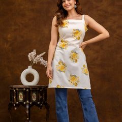 EthniFlair Floral Printed Straight Kurti