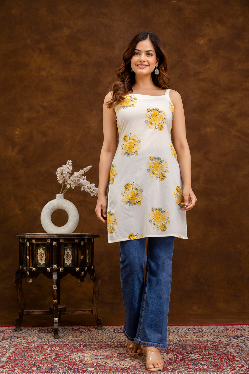 EthniFlair Floral Printed Straight Kurti
