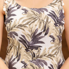 EthniFlair Floral Printed Shoulder Strap Sleeveless Straight Kurta