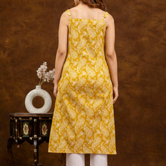 EthniFlair Paisley Printed Shoulder Straps Straight Kurta