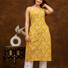 EthniFlair Paisley Printed Shoulder Straps Straight Kurta