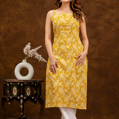 EthniFlair Paisley Printed Shoulder Straps Straight Kurta