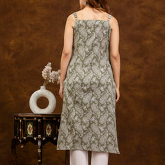 EthniFlair Paisley Printed Shoulder Straps Straight Kurta