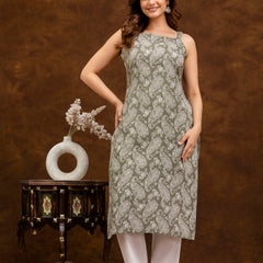 EthniFlair Paisley Printed Shoulder Straps Straight Kurta