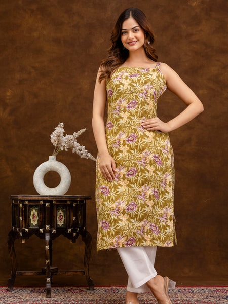 EthniFlair Paisley Printed Square Neck Kurti