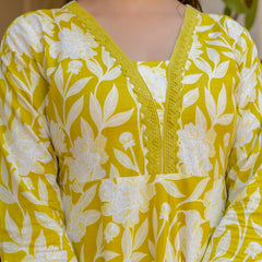 EthniFlair Floral Printed Empire Kurta with Trousers & Dupatta