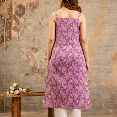 EthniFlair Paisley Printed Shoulder Straps Straight Kurta