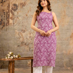 EthniFlair Paisley Printed Shoulder Straps Straight Kurta