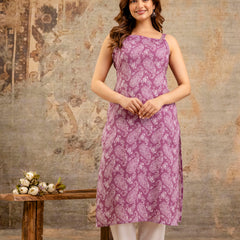 EthniFlair Paisley Printed Shoulder Straps Straight Kurta