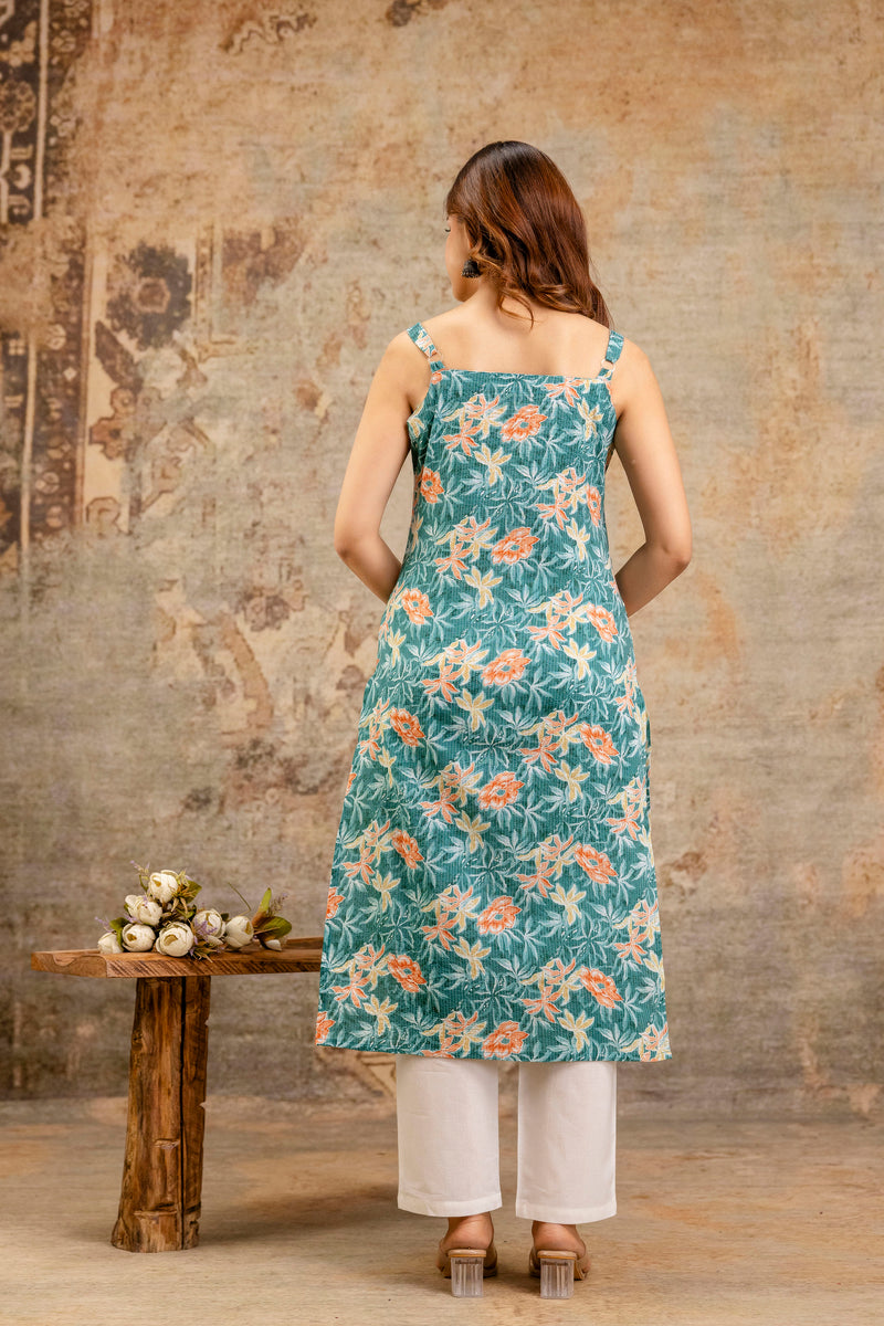 EthniFlair Paisley Printed Square Neck Kurti