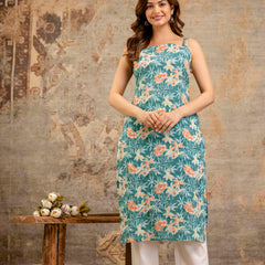 EthniFlair Paisley Printed Square Neck Kurti