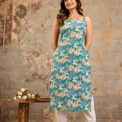 EthniFlair Paisley Printed Square Neck Kurti