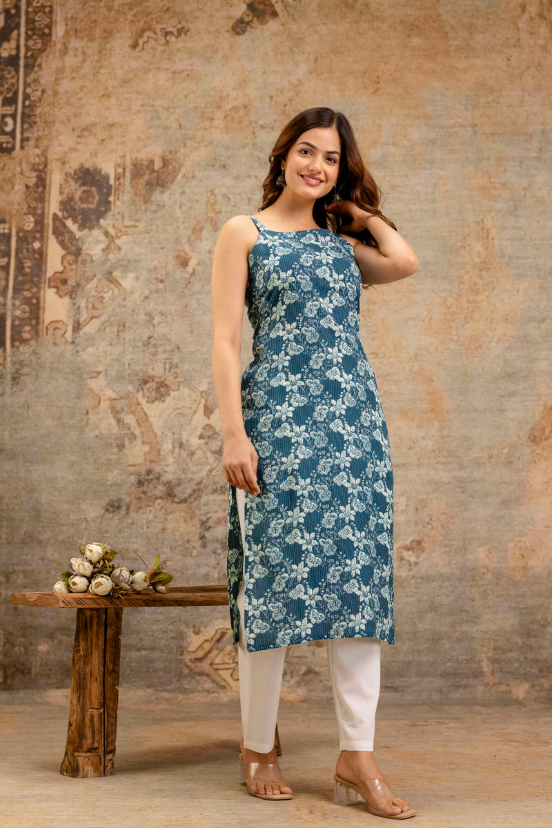 EthniFlair Paisley Printed Square Neck Kurti