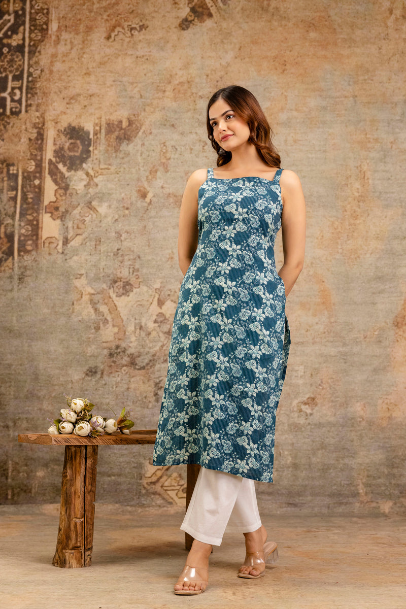 EthniFlair Paisley Printed Square Neck Kurti