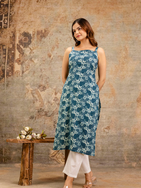 EthniFlair Paisley Printed Square Neck Kurti