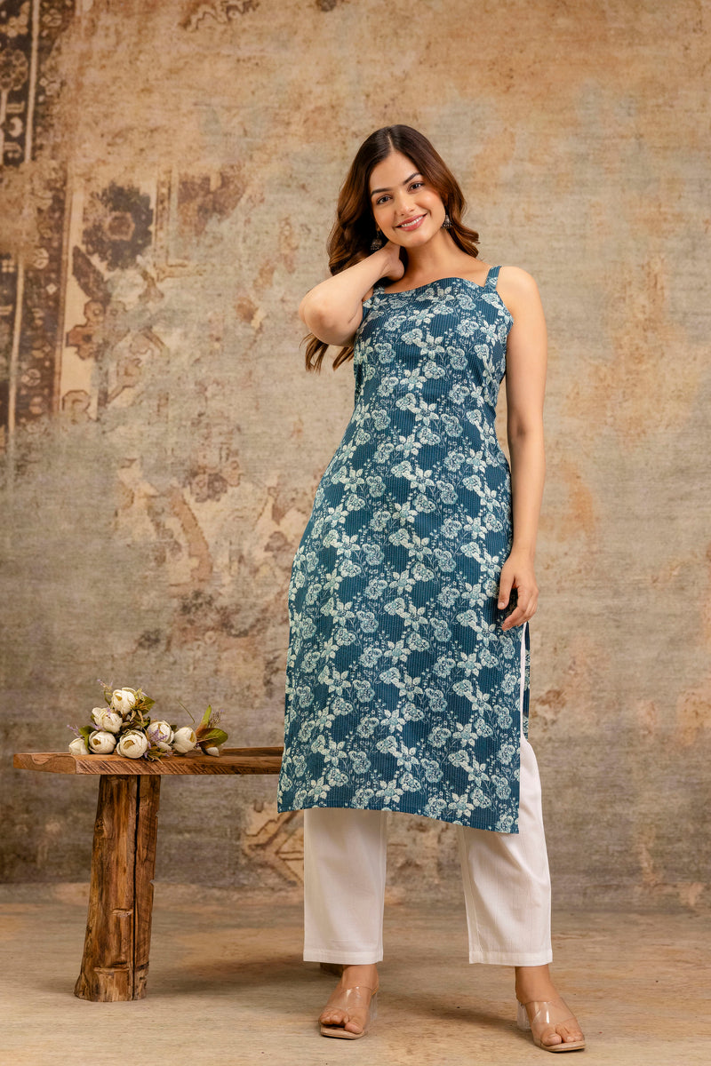 EthniFlair Paisley Printed Square Neck Kurti