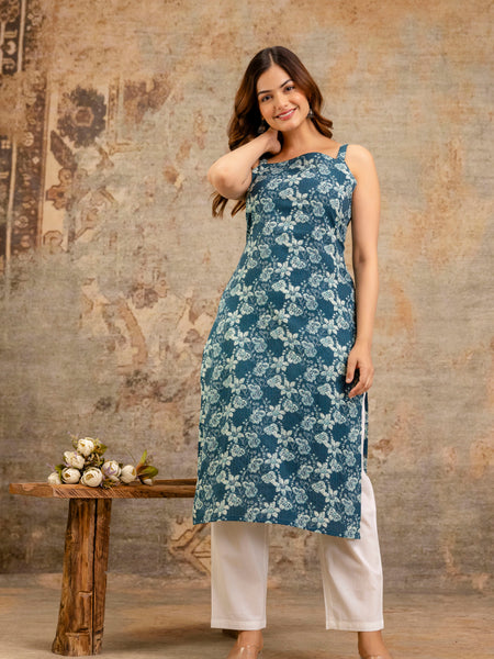 EthniFlair Paisley Printed Square Neck Kurti