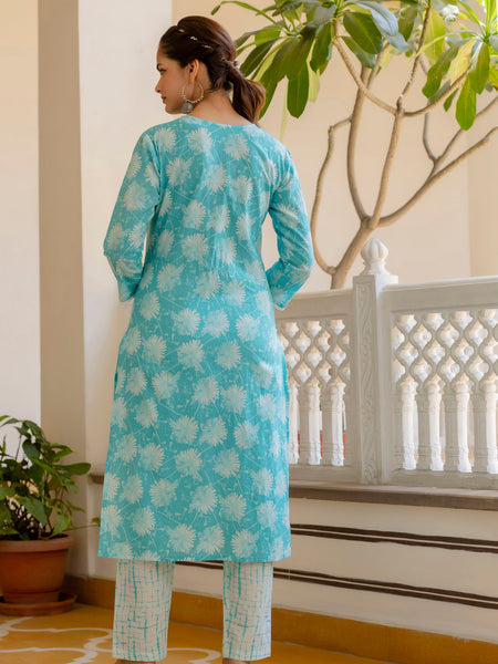 EthniFlair Floral Printed Kurta with Pyjamas & Dupatta