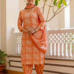 EthniFlair Floral Printed Thread Work Kurta with Patiala & Dupatta