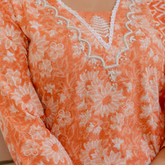 EthniFlair Floral Printed Thread Work Kurta with Patiala & Dupatta