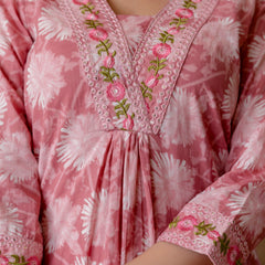 EthniFlair Floral Printed Aari Work Kurta with Trousers & Dupatta