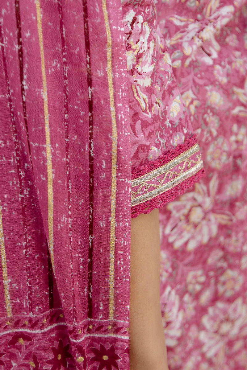 EthniFlair Floral Embroidered Thread Work Kurta with Trousers & Dupatta