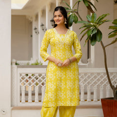 EthniFlair Floral Printed Embroidered Kurta with Patiala & Dupatta