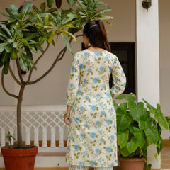 EthniFlair Floral Printed Mirror Work Kurta with Patiala & Dupatta