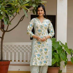 EthniFlair Floral Printed Mirror Work Kurta with Patiala & Dupatta