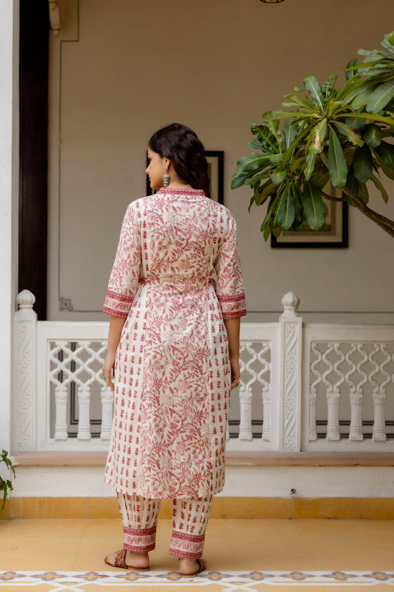 EthniFlair Ethnic Motifs Printed Empire Aari Work Kurta with Patiala & Dupatta