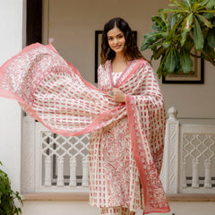 EthniFlair Ethnic Motifs Printed Empire Aari Work Kurta with Patiala & Dupatta