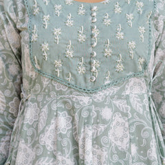 EthniFlair Floral Printed Round Neck Anarkali Kurta With Trousers And Dupatta